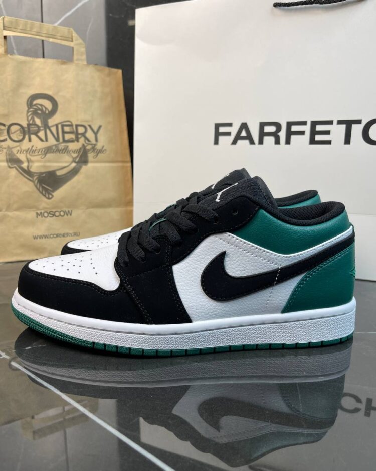 Кеды Air Jordan 1 Low White/Black Mystic Green — фото 3