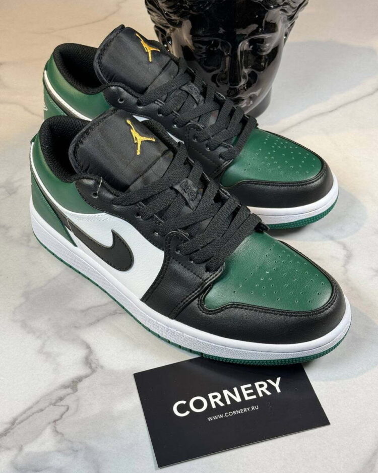 Кеды Air Jordan 1 Low Green Toe — фото 1
