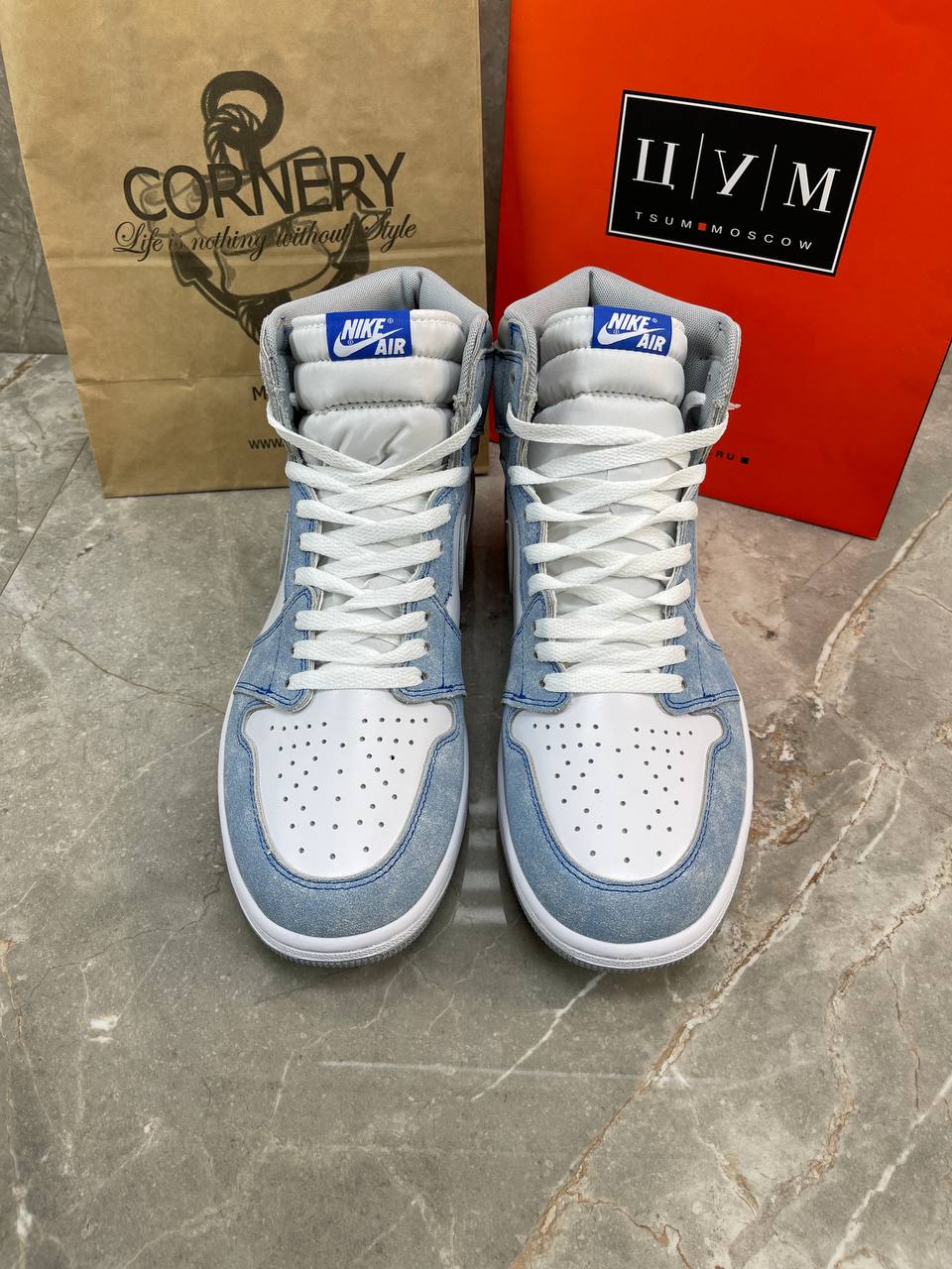 Кроссовки Jordan 1 Retro High Hyper Royal Smoke Grey — фото 2