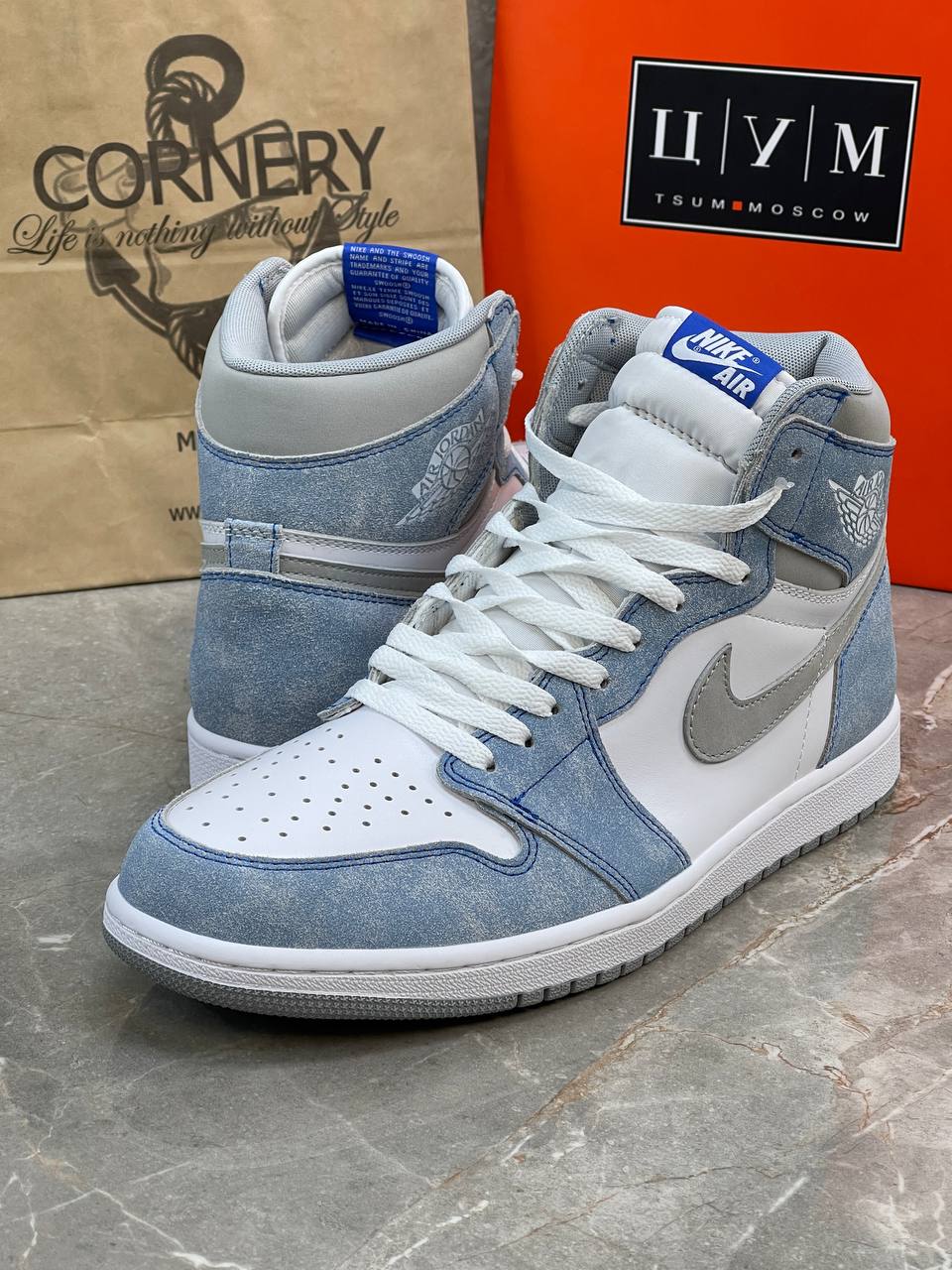 Кроссовки Jordan 1 Retro High Hyper Royal Smoke Grey — фото 5