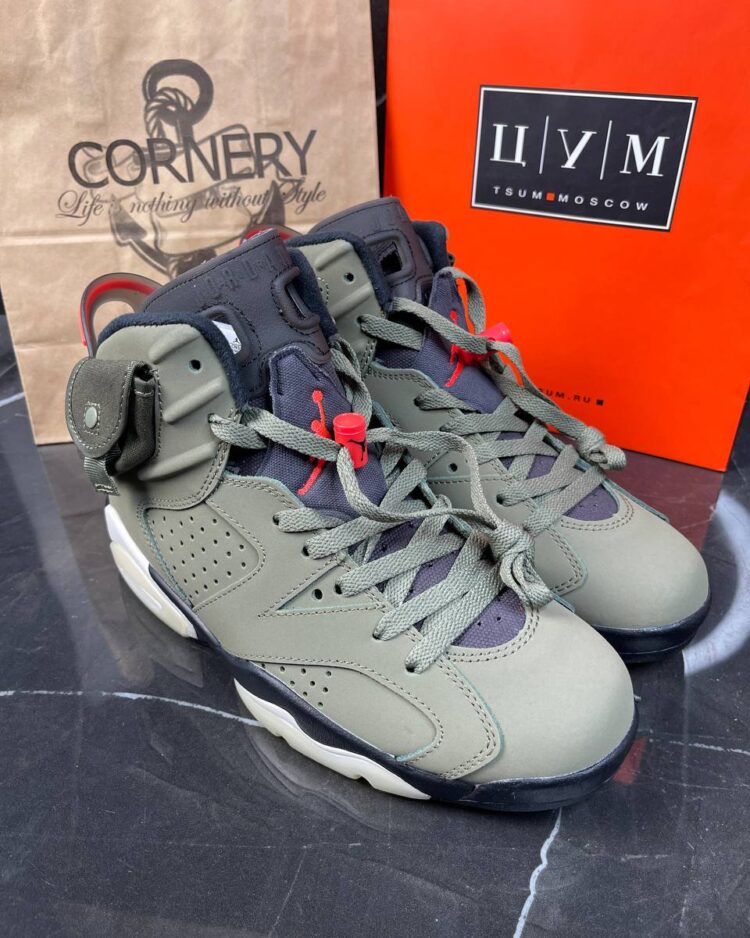 Кроссовки Travis Scott X Air Jordan 6 Retro Olive — фото 1