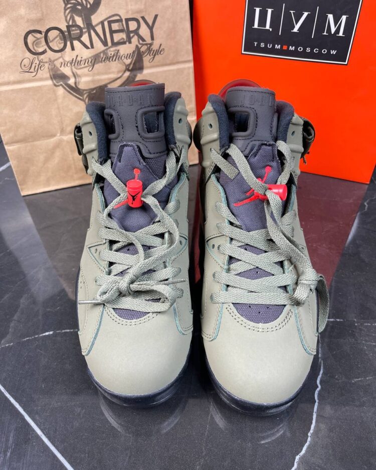 Кроссовки Travis Scott X Air Jordan 6 Retro Olive — фото 2