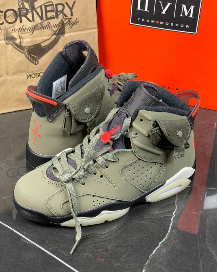 Кроссовки Travis Scott X Air Jordan 6 Retro Olive — фото 3