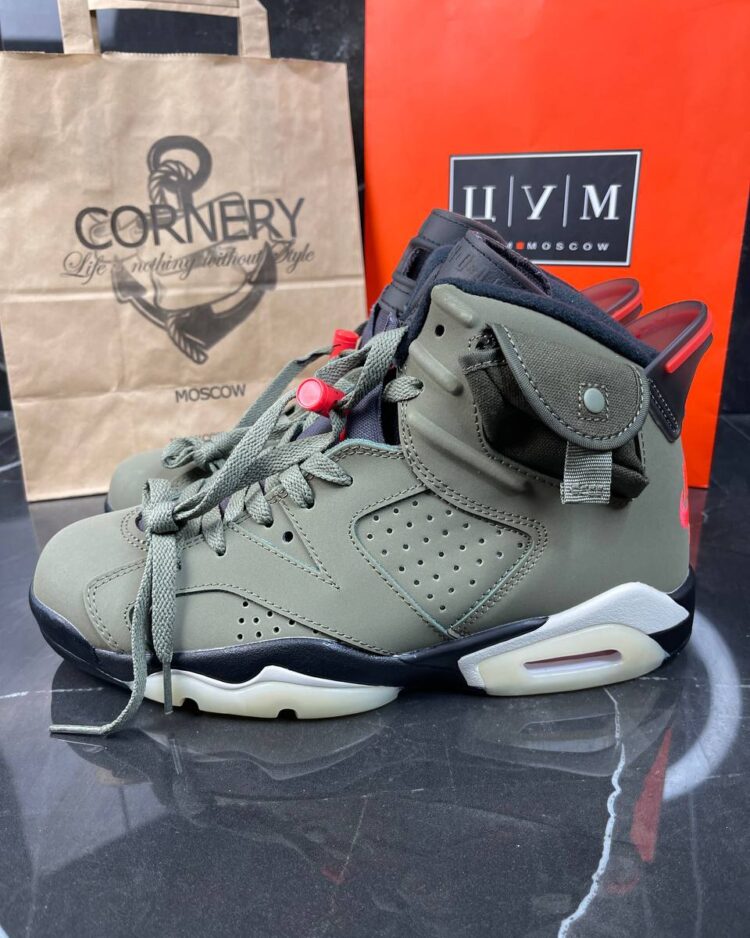 Кроссовки Travis Scott X Air Jordan 6 Retro Olive — фото 5