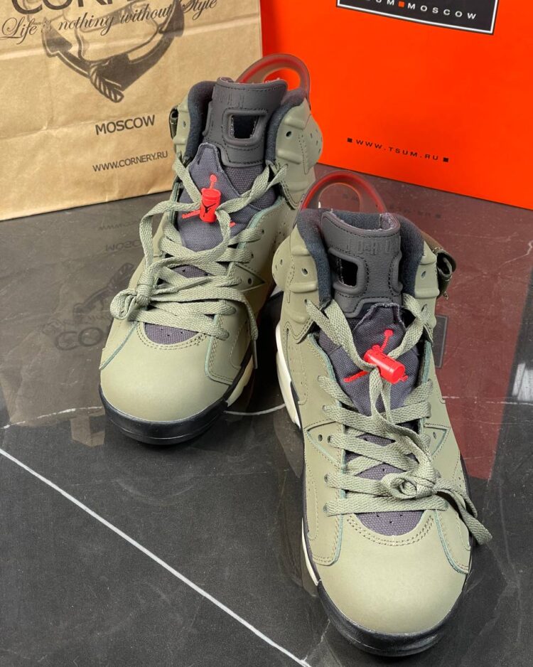 Кроссовки Travis Scott X Air Jordan 6 Retro Olive — фото 9