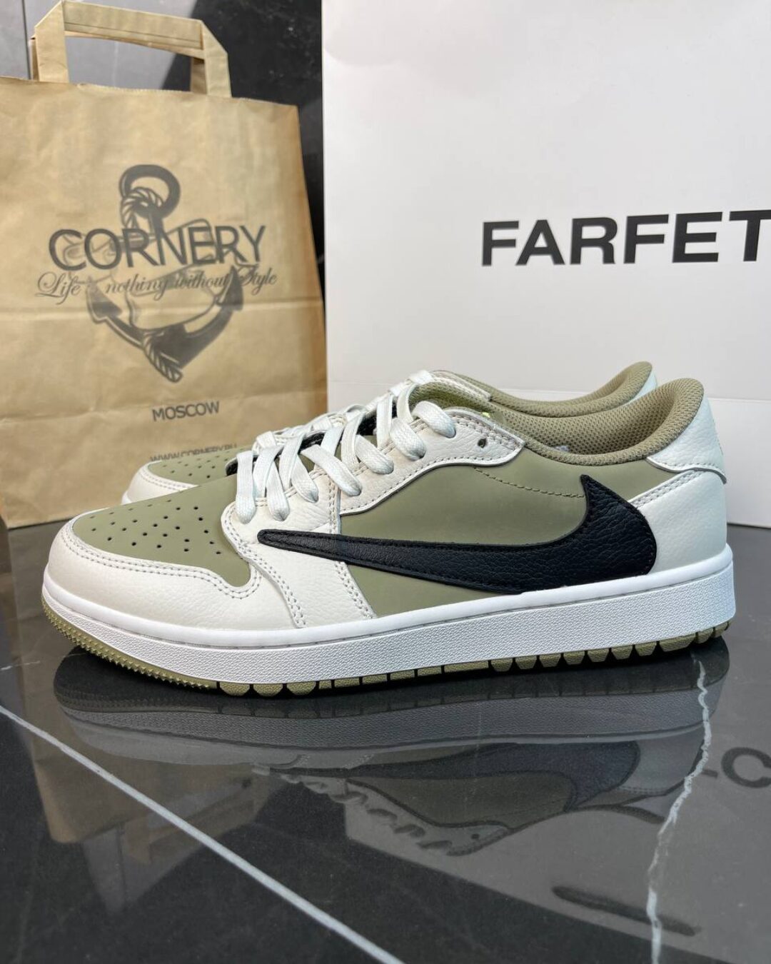 Кеды Travis Scott x Air Jordan 1 Low Golf Neutral Olive S — изображение 6