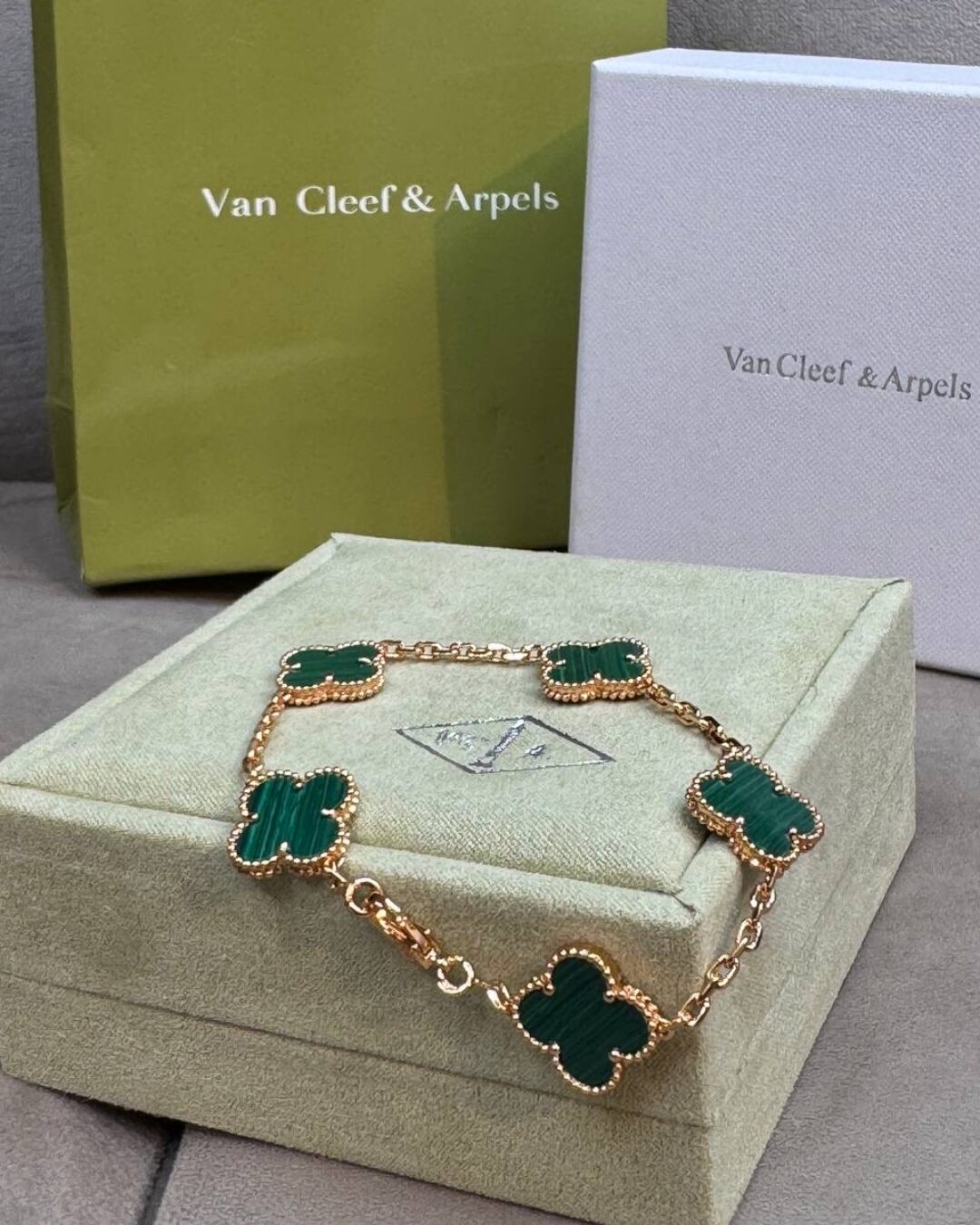 Браслет Van Cleef & Arpels Vintage Alhambra (Gold/Green) — изображение 6
