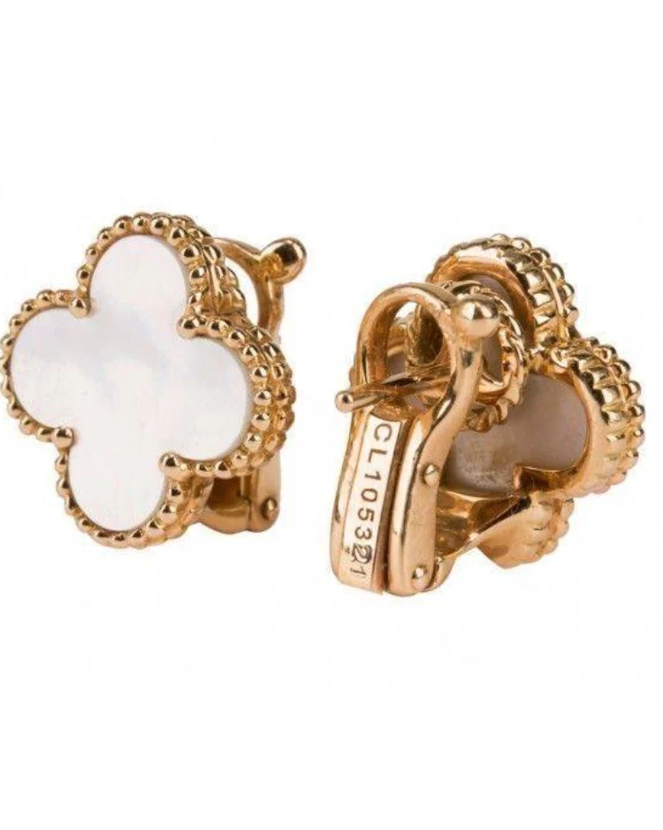 Серьги Van Cleef & Arpels Vintage Alhambra (Rose gold/White) — фото 5