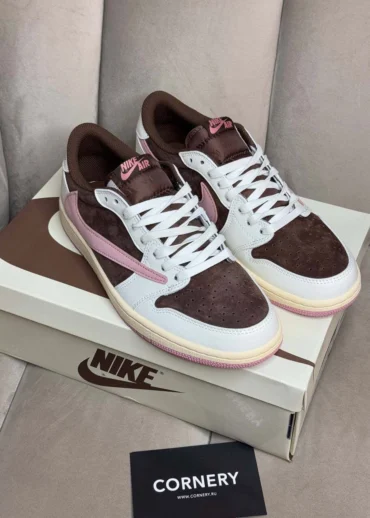 Кеды Travis Scott x Air Jordan 1 Pink Oxford