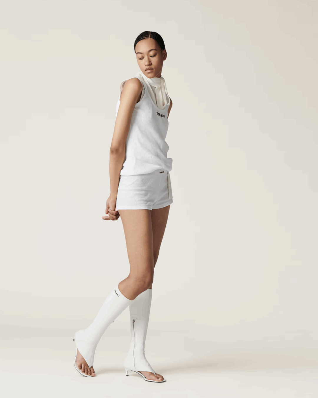 Трикотажные боксерские шорты в рубчик Miu Miu — изображение 3