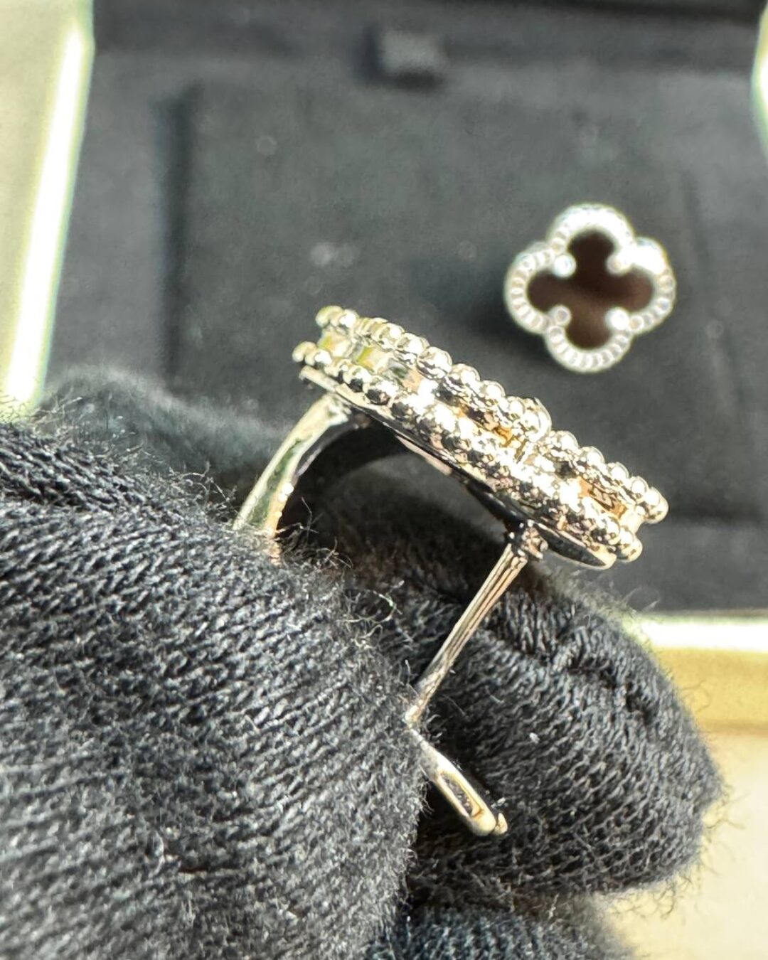 Серьги Van Cleef & Arpels Vintage Alhambra (Silver/Black) — изображение 6