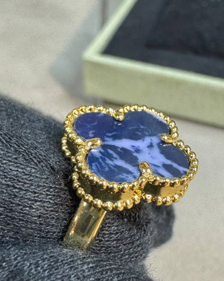 Кольцо Van Cleef & Arpels Vintage Alhambra (Gold/Blue) — фото 9