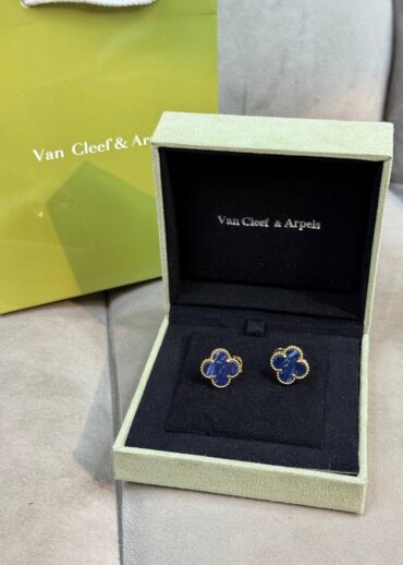 Серьги Van Cleef & Arpels Vintage Alhambra (Gold/Blue)