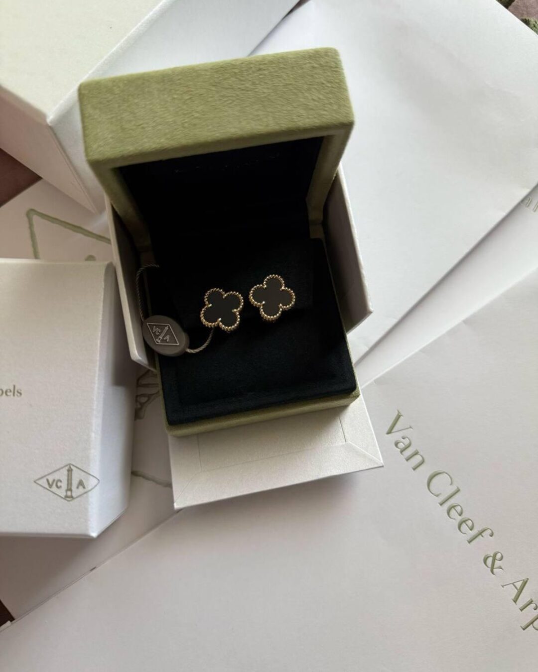 Серьги Van Cleef & Arpels Vintage Alhambra (Silver/Black)