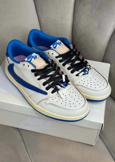 Кеды Fragment Design x Travis Scott x Air Jordan 1 Retro Low S Military Blue