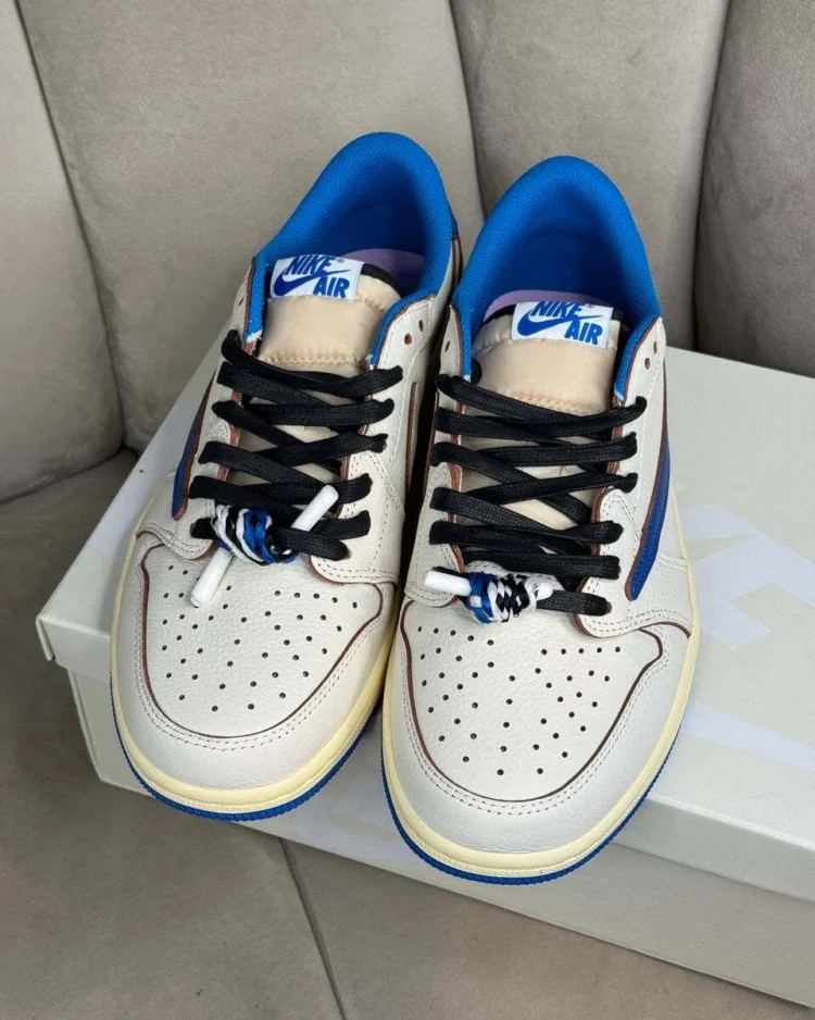 Кеды Fragment Design x Travis Scott x Air Jordan 1 Retro Low S Military Blue — фото 2