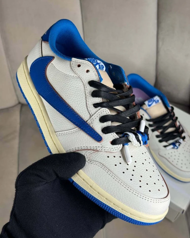 Кеды Fragment Design x Travis Scott x Air Jordan 1 Retro Low S Military Blue — фото 3