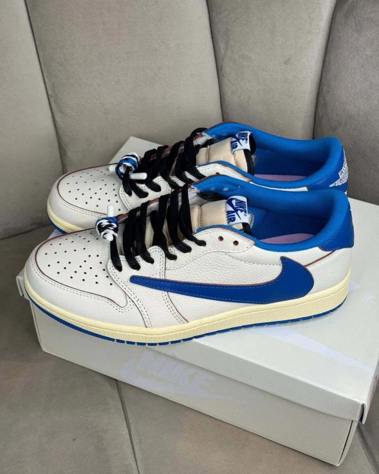 Кеды Fragment Design x Travis Scott x Air Jordan 1 Retro Low S Military Blue — фото 5