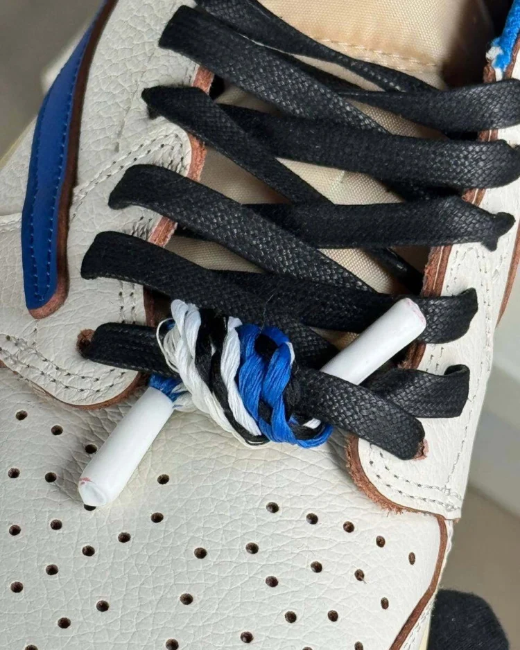 Кеды Fragment Design x Travis Scott x Air Jordan 1 Retro Low S Military Blue — фото 7