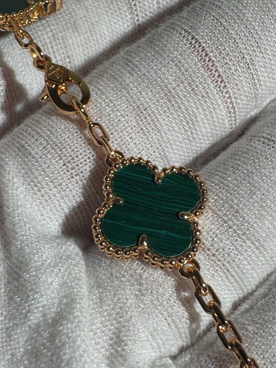 Колье Van Cleef & Arpels Vintage Alhambra (Gold/Green/Poly) — фото 4