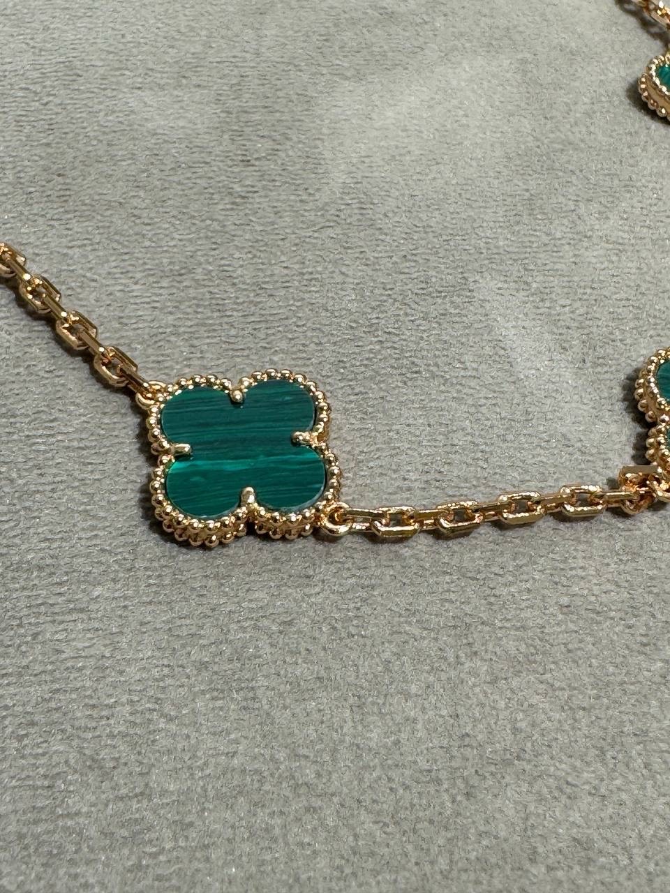 Колье Van Cleef & Arpels Vintage Alhambra (Gold/Green/Poly) — фото 5