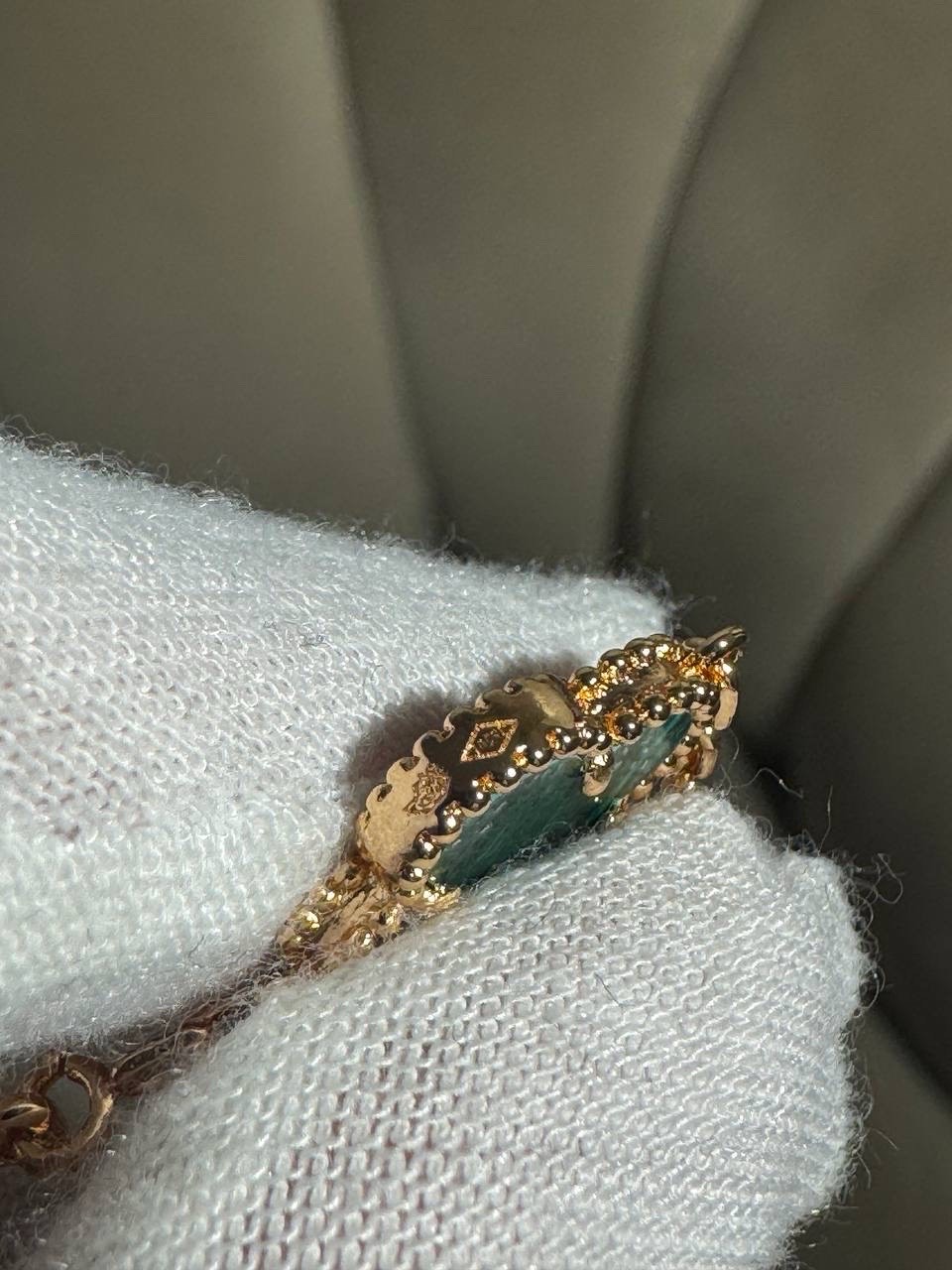 Колье Van Cleef & Arpels Vintage Alhambra (Gold/Green/Poly) — фото 6