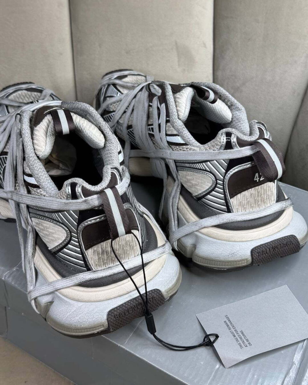 Кроссовки Balenciaga 3XL Extreme Lace Trainers Silver — изображение 4