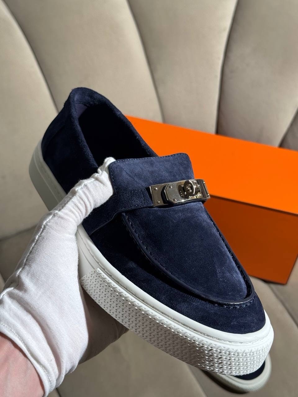 Лоферы Hermes Navy Blue — фото 3