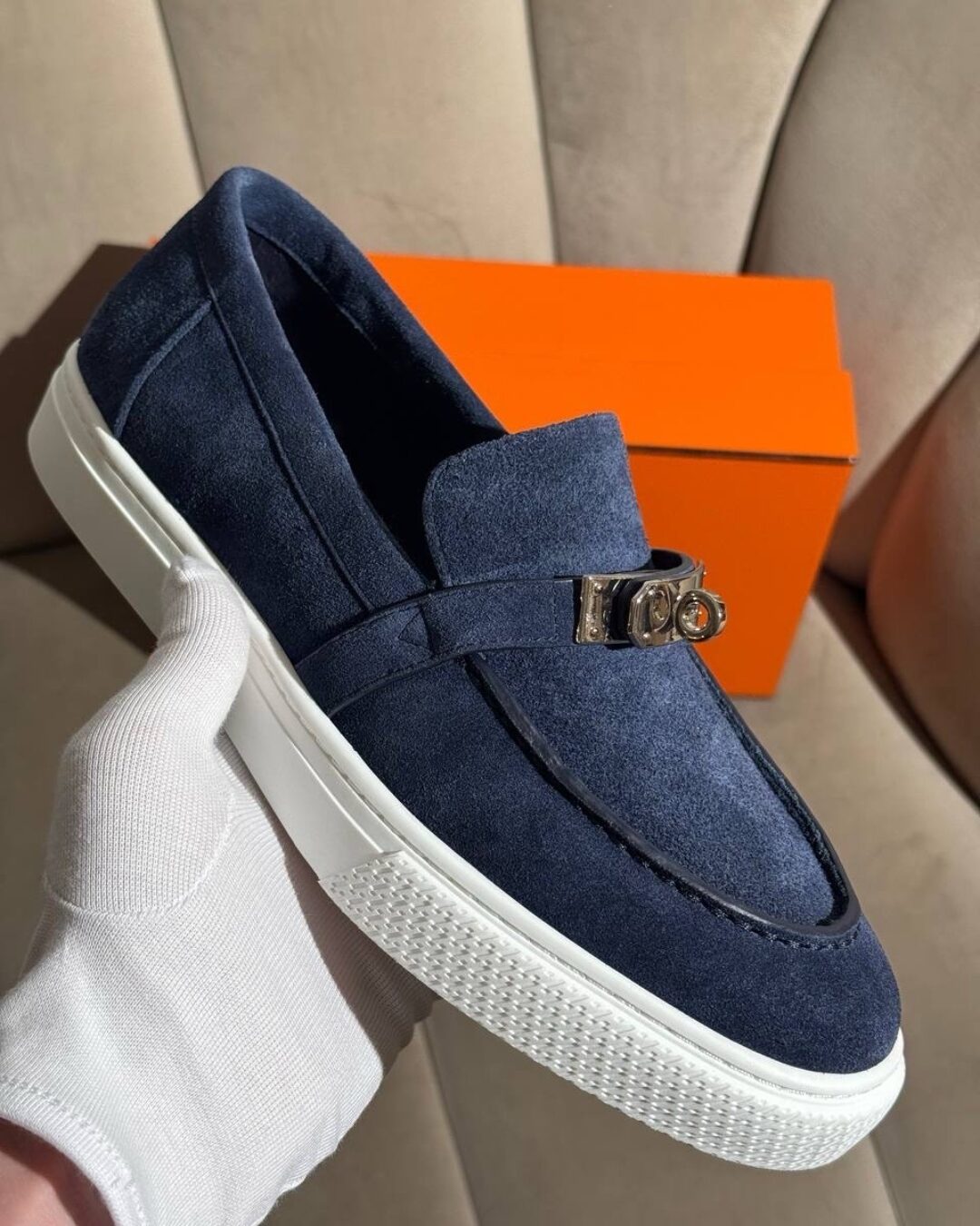 Лоферы Hermes Navy Blue — изображение 2