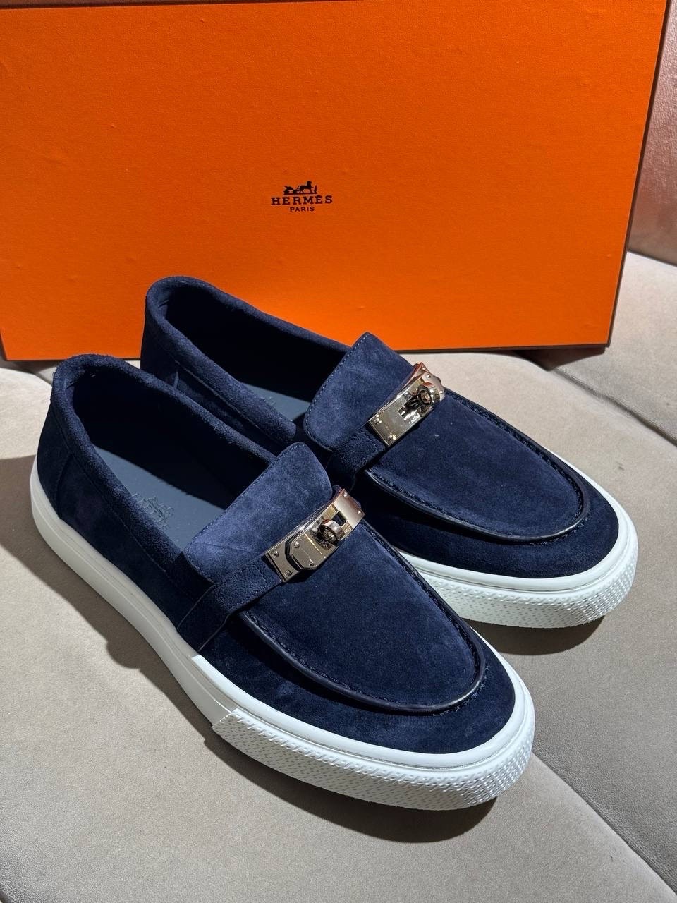 Лоферы Hermes Navy Blue — фото 1