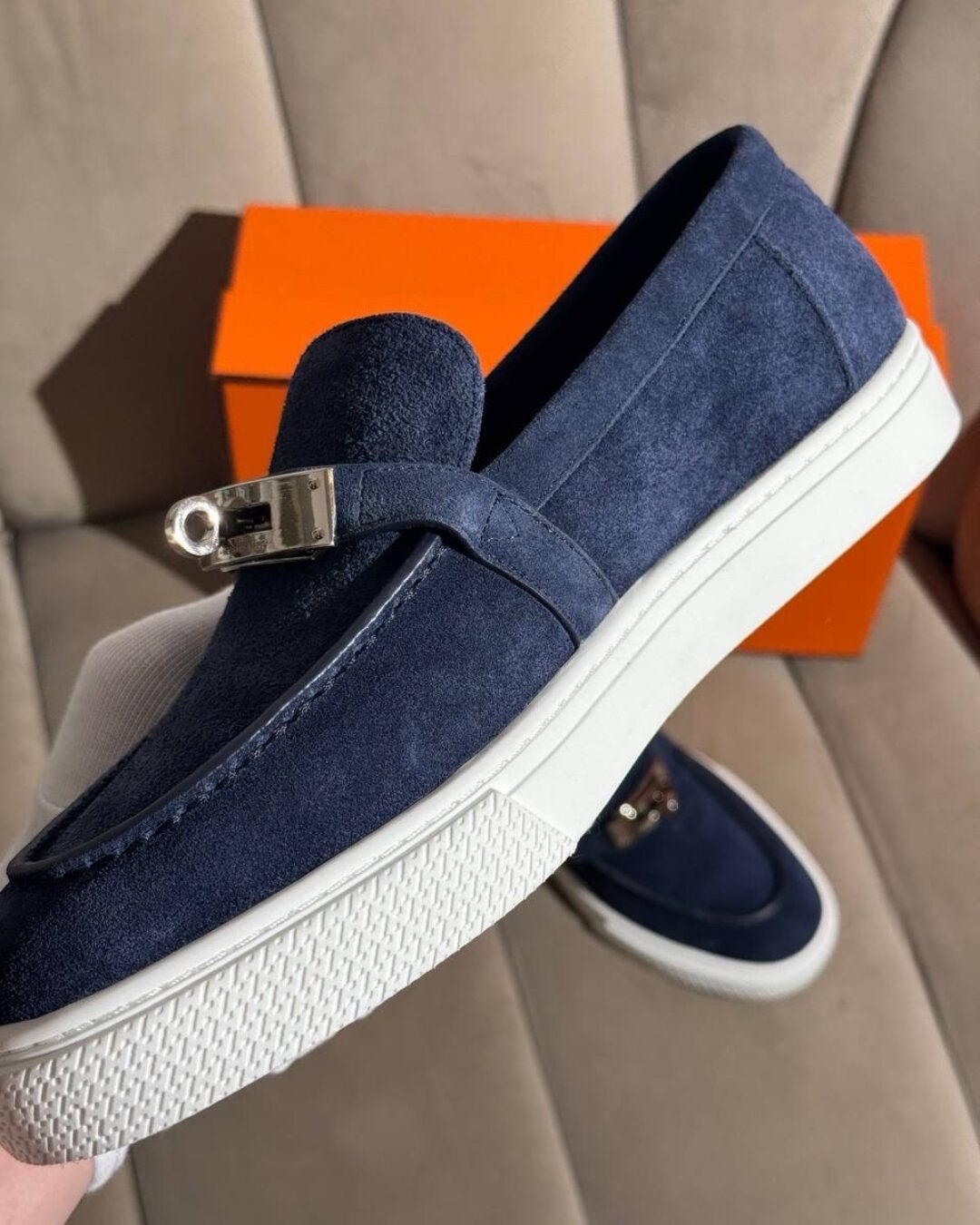 Лоферы Hermes Navy Blue — изображение 6