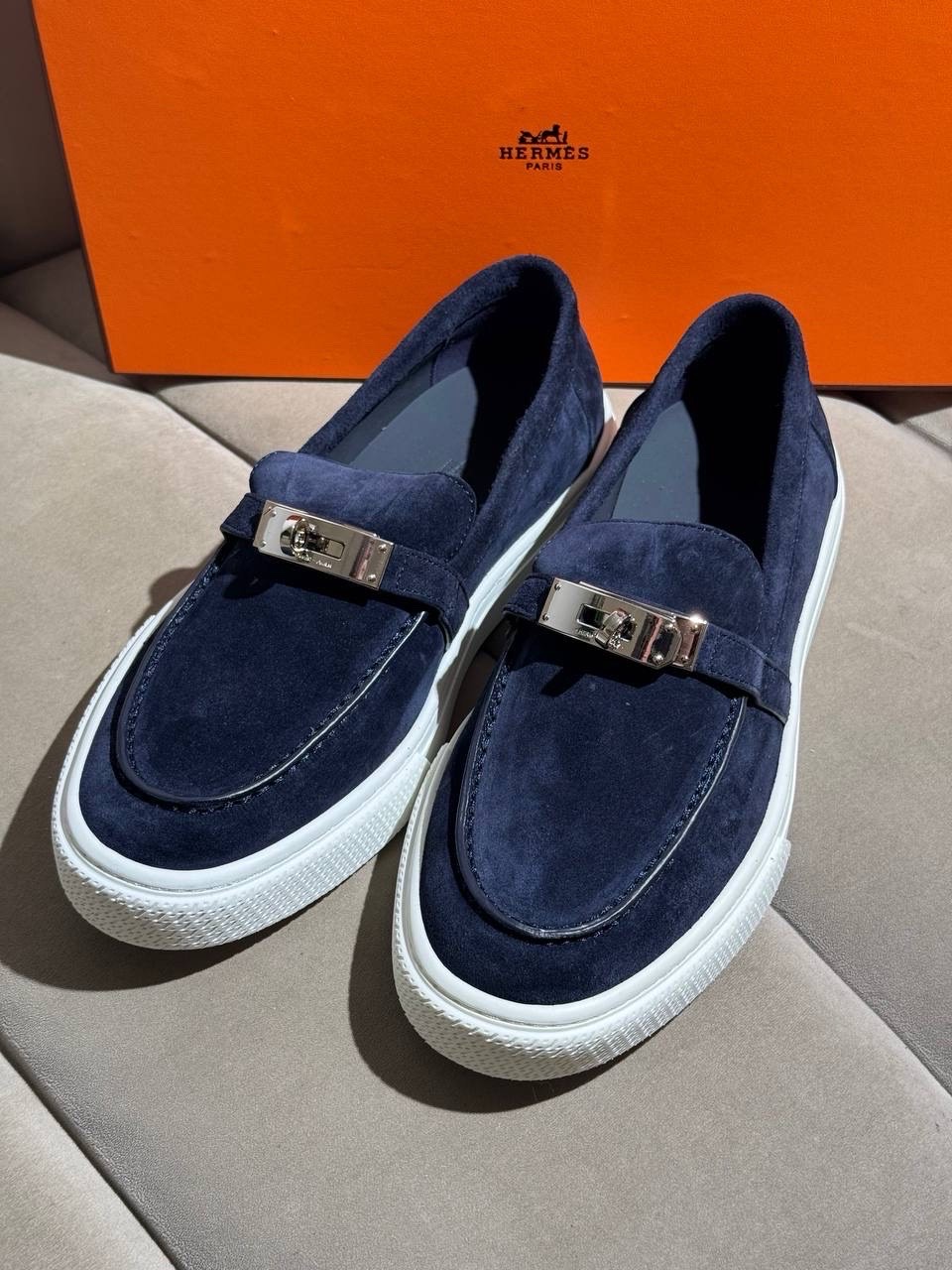 Лоферы Hermes Navy Blue — фото 4