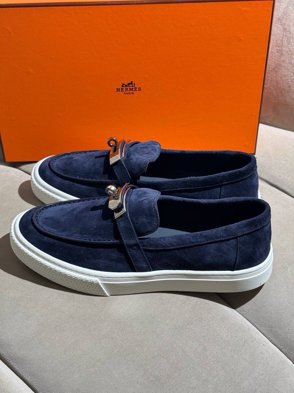 Лоферы Hermes Navy Blue — фото 9
