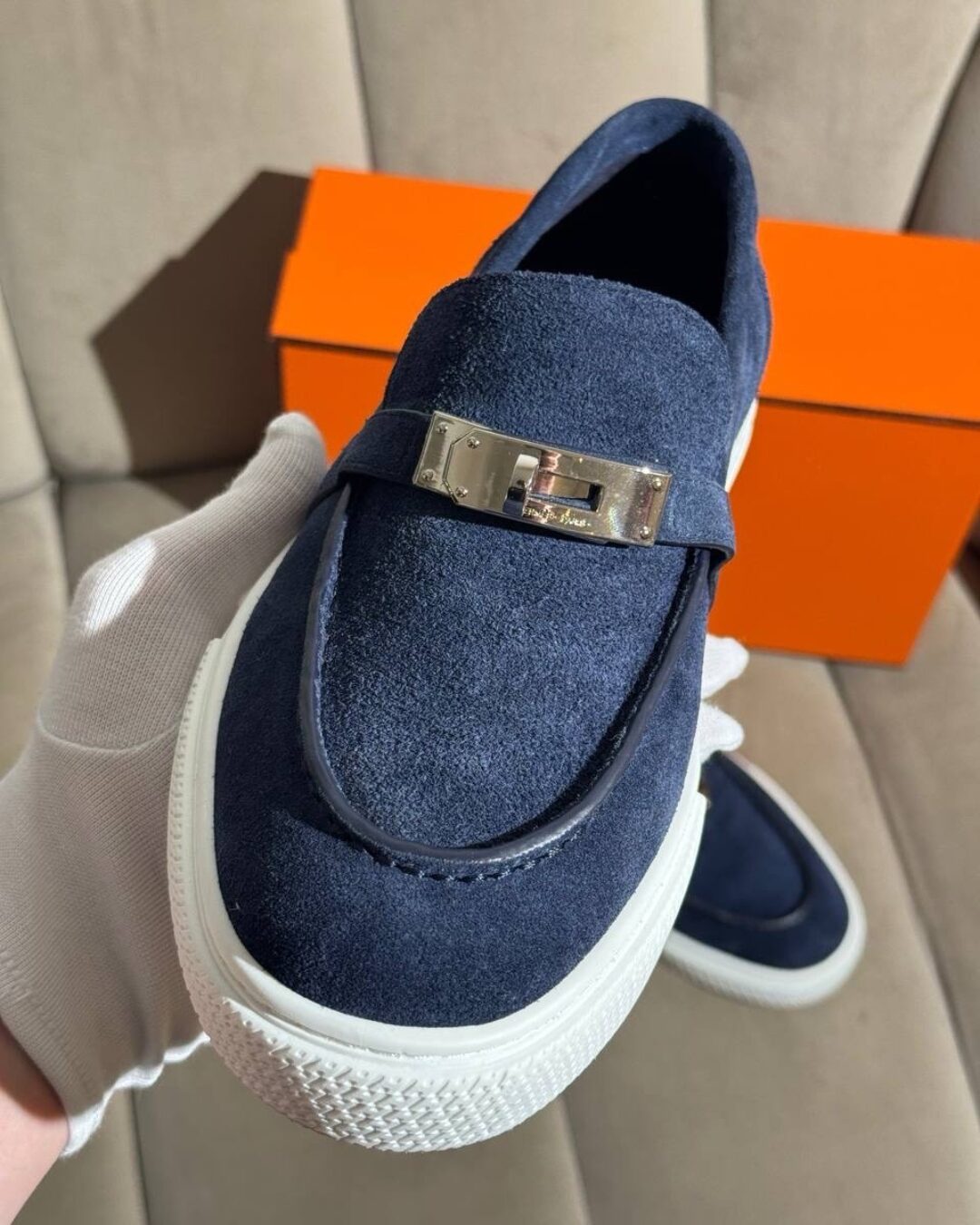 Лоферы Hermes Navy Blue — изображение 5