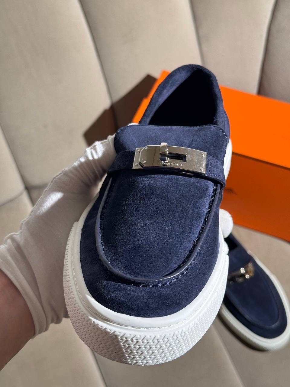 Лоферы Hermes Navy Blue — фото 6